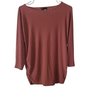 New Directions Studded Rust Burnt Orange Blouse Size Small